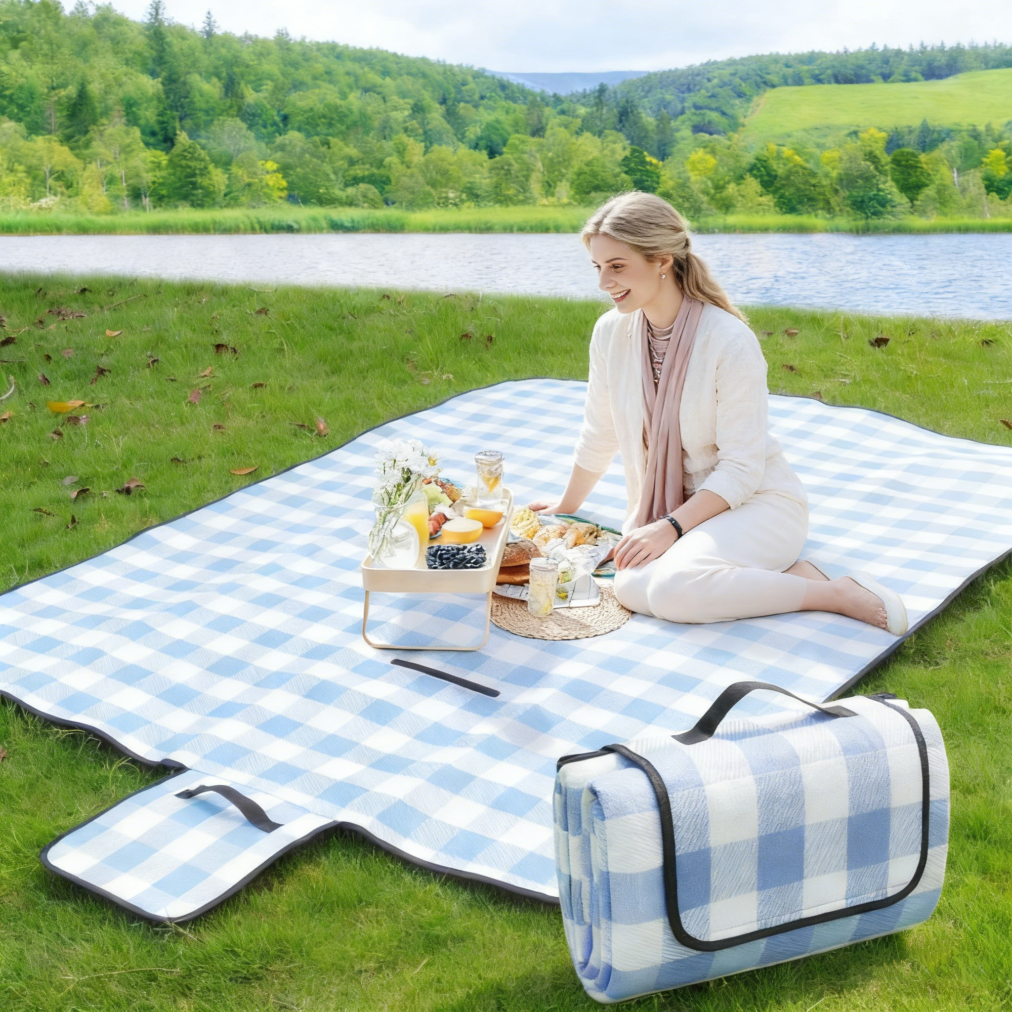 Custom Extra-Large Outdoor Beach Mat – Sandproof, Waterproof, Foldable Portable Camping & Picnic Blanket