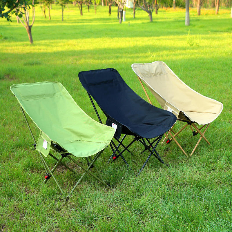 Outdoor Folding Moon Chair - 3-Gear Recline, High Backrest, Portable for Camping, Multifunctional Indoor&Outdoor Use